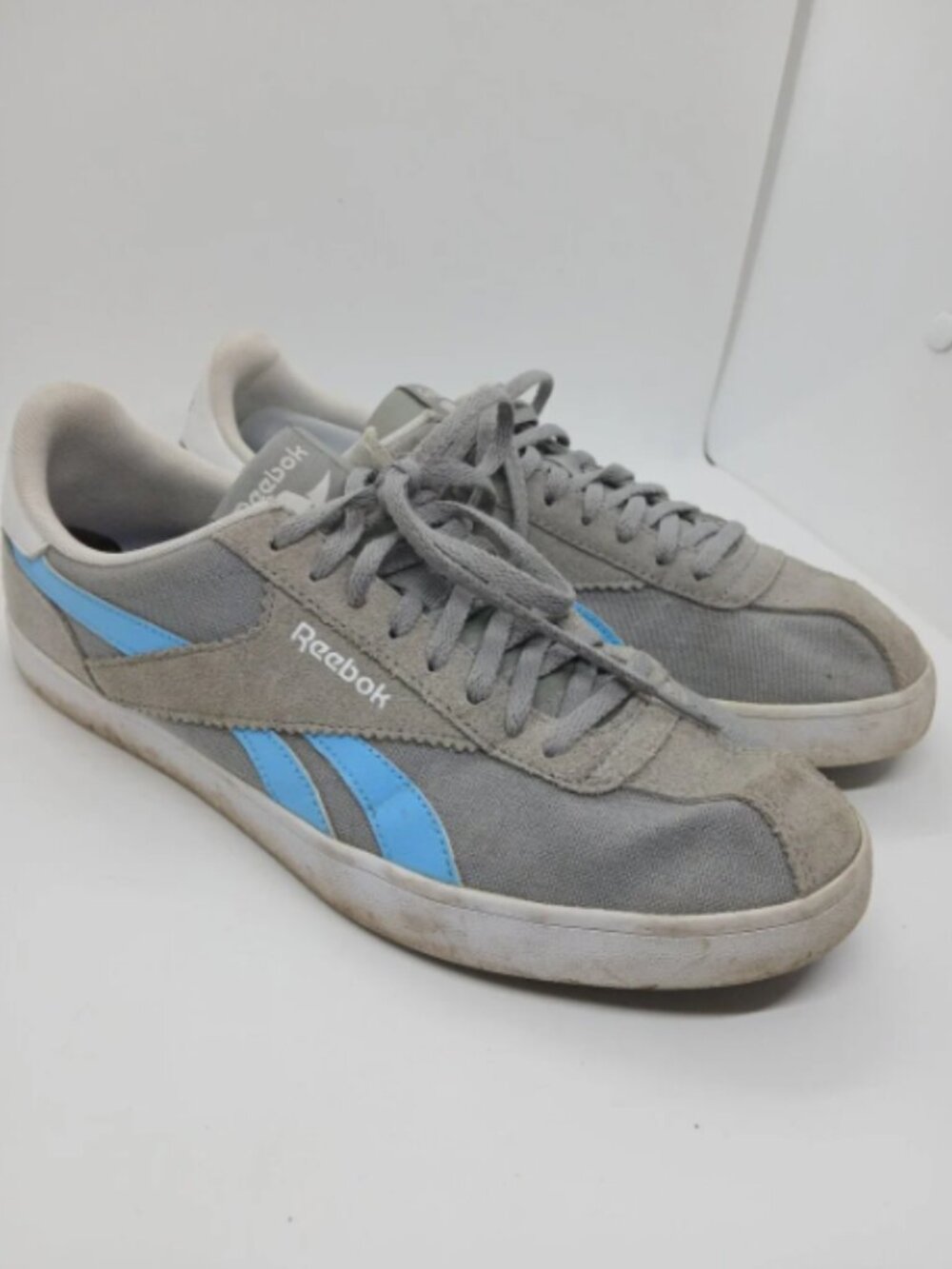 ​Reebok Royal Alperez CV Grey Canvas Blue Stripe Sneakers Mens 10 Low Top